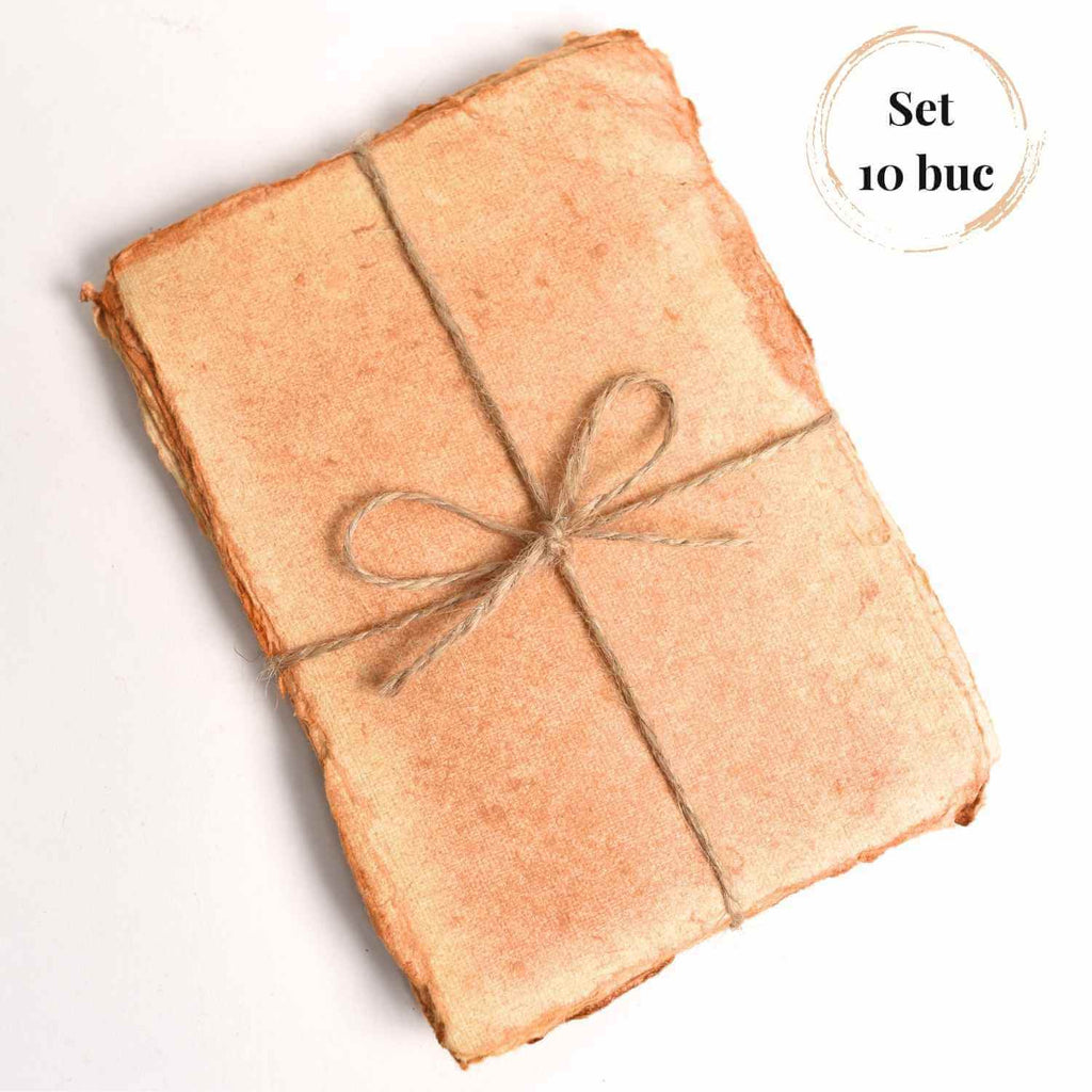 Hartie de bumbac galbena vintage 15x10 cm – Perfecta pentru arta si scris