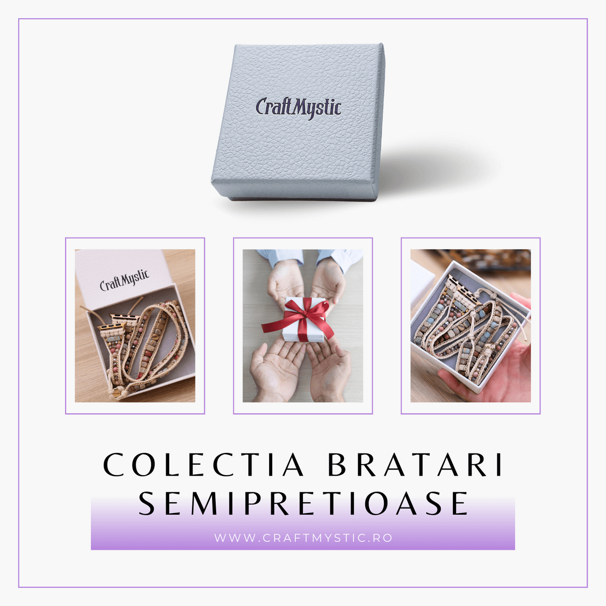 Bratara Boho cu Margele si Pietre Naturale, Compatibila Cureaua Apple Watch
