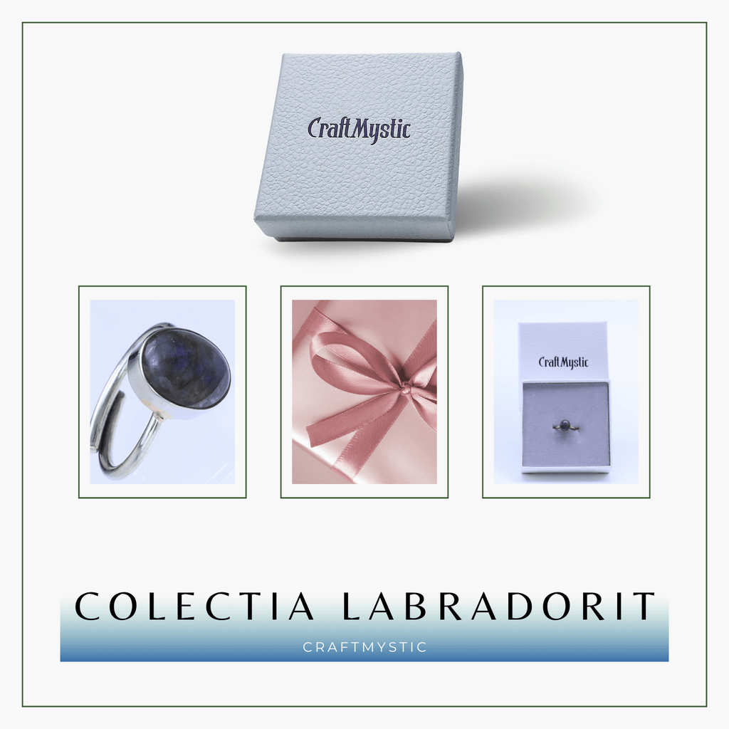 Inel Ajustabil Argintiu cu Labradorit natural oval, pentru protectie si intuitie