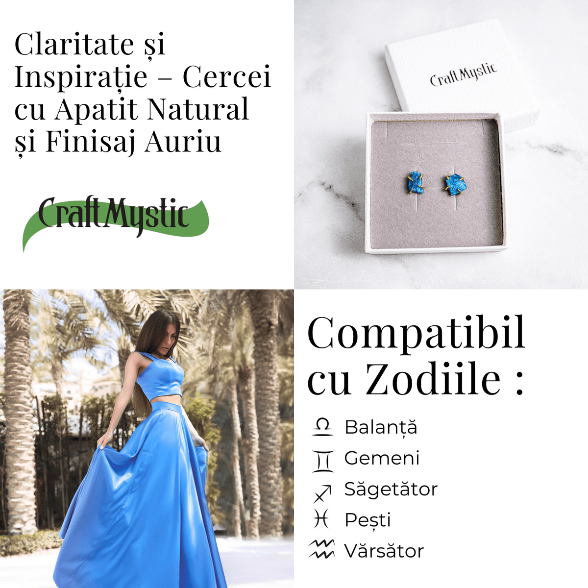 Cercei de Claritate si Inspiratie – Apatit Natural si Finisaj Auriu