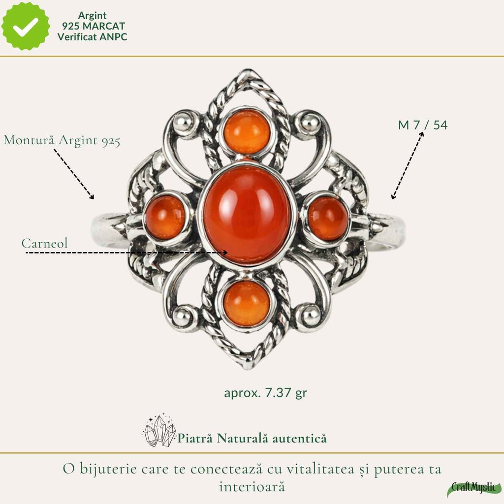 Inel cu Carneol, Argint 925 – CraftMystic