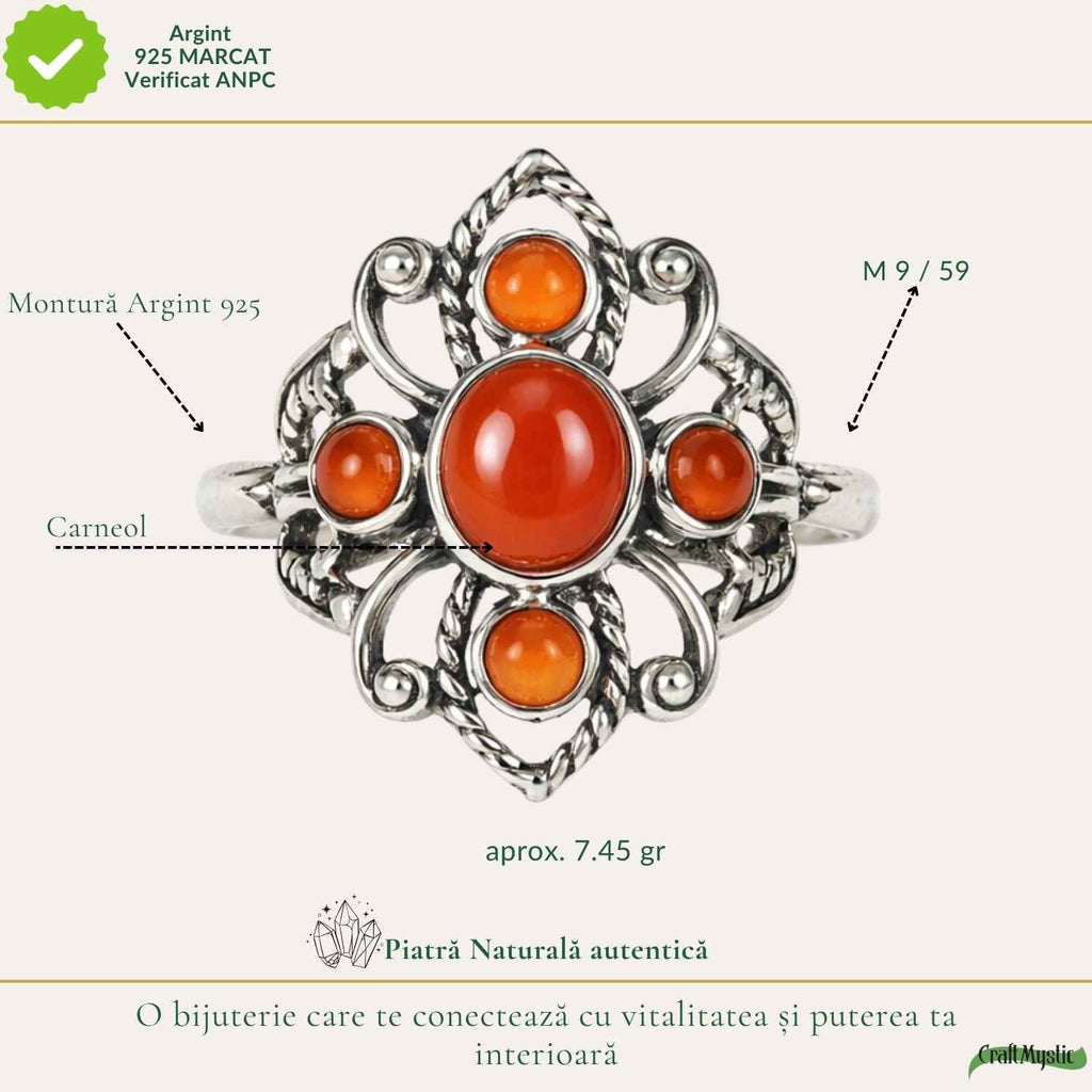 Inel cu Carneol, Argint 925 – CraftMystic