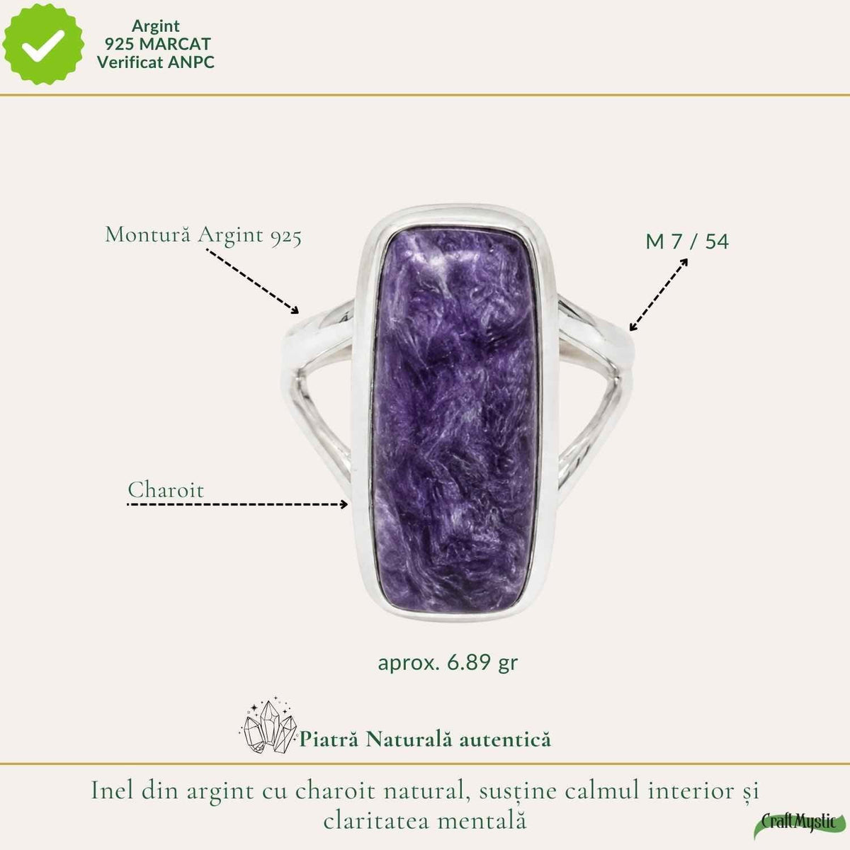 Inel cu Charoit, Argint 925 – CraftMystic