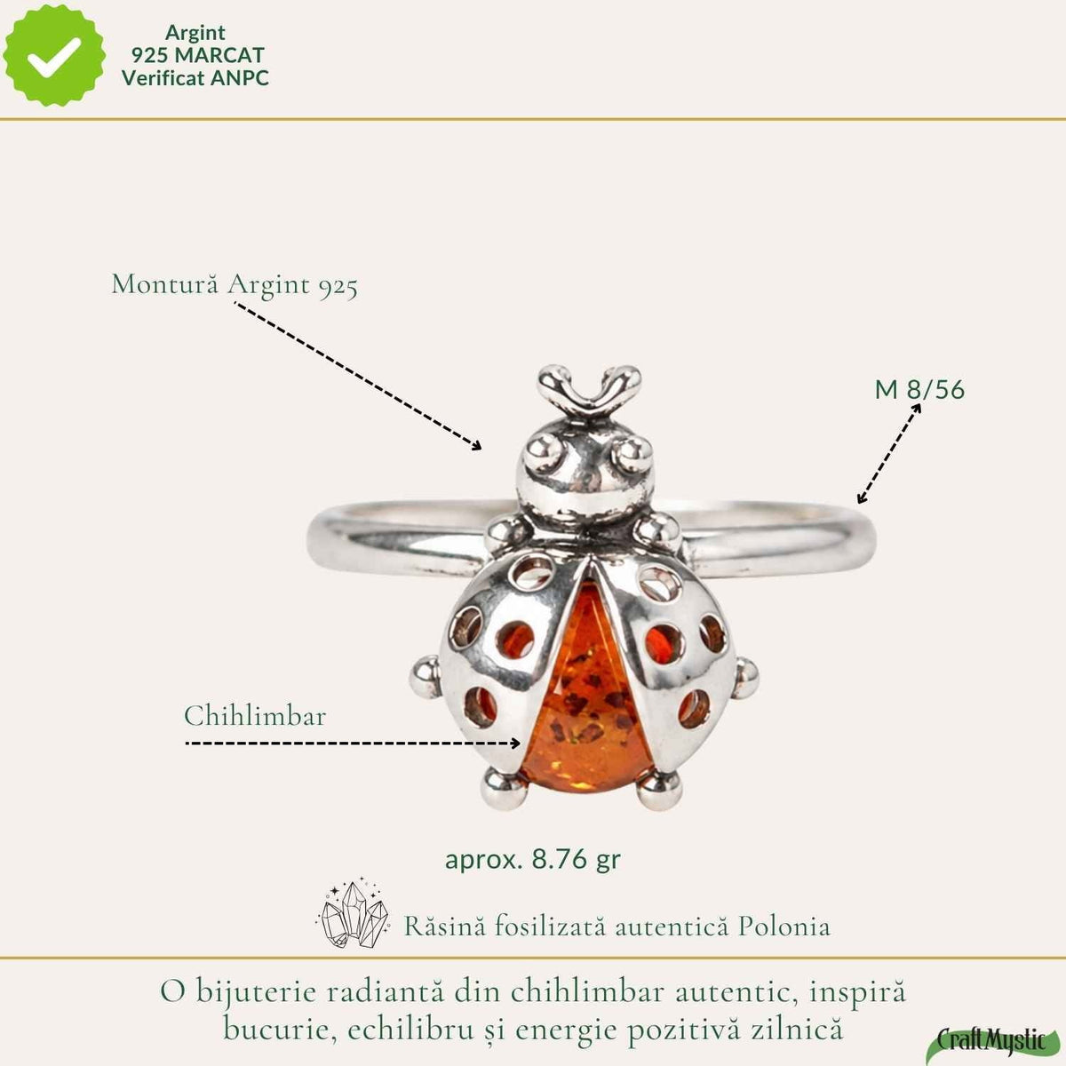 Inel cu Chihlimbar, Argint 925 – CraftMystic