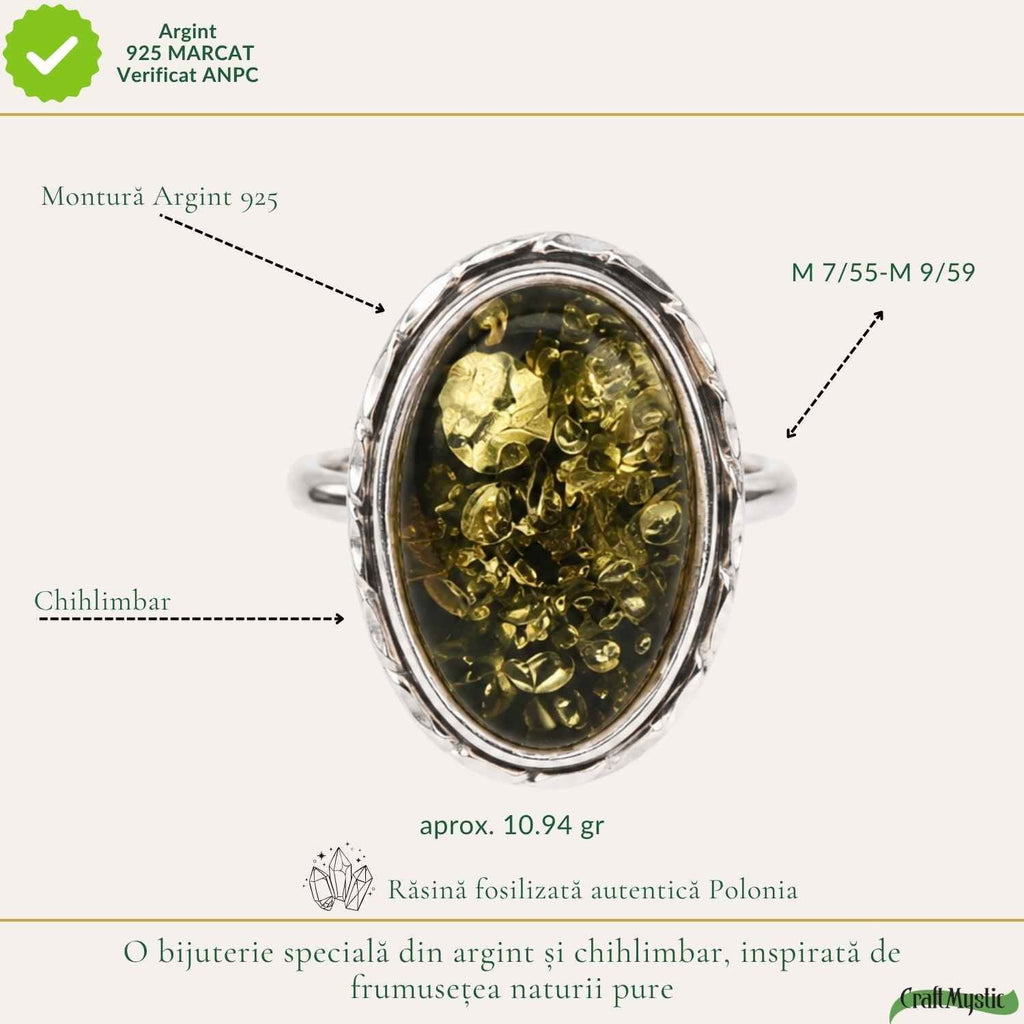 Inel cu Chihlimbar, Argint 925 – CraftMystic