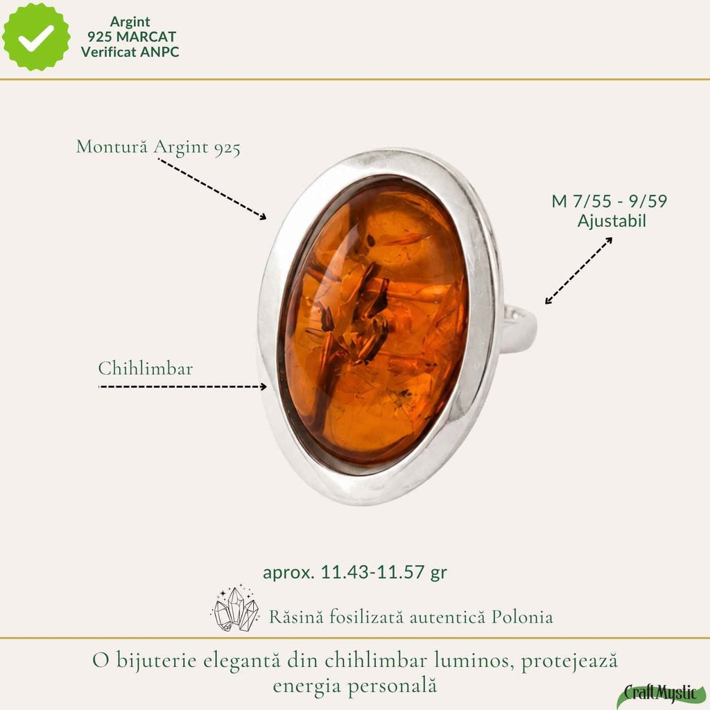 Inel cu Chihlimbar, Argint 925 – CraftMystic