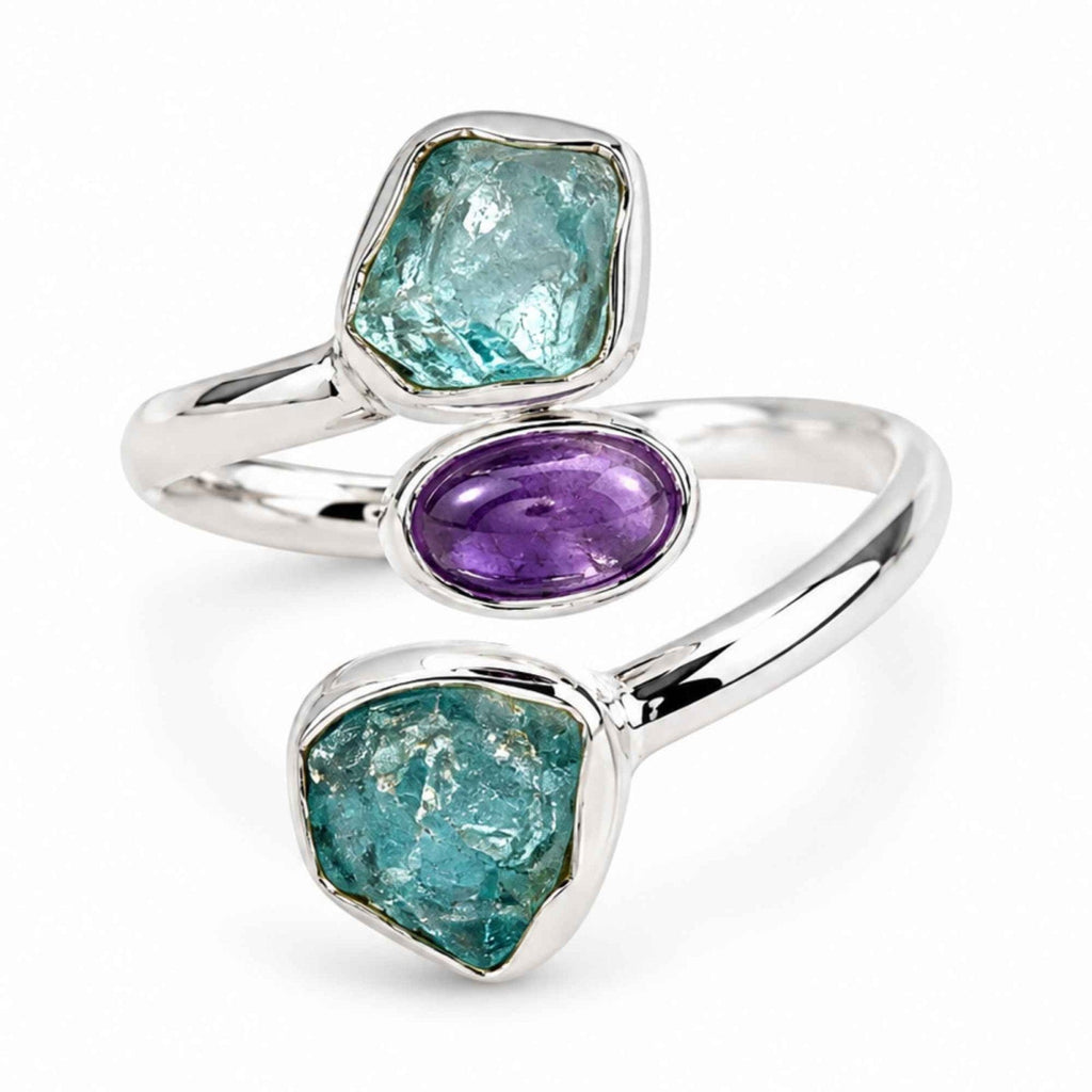 Inel cu Acvamarin, Ametist și alte cristale, Argint 925 – CraftMystic