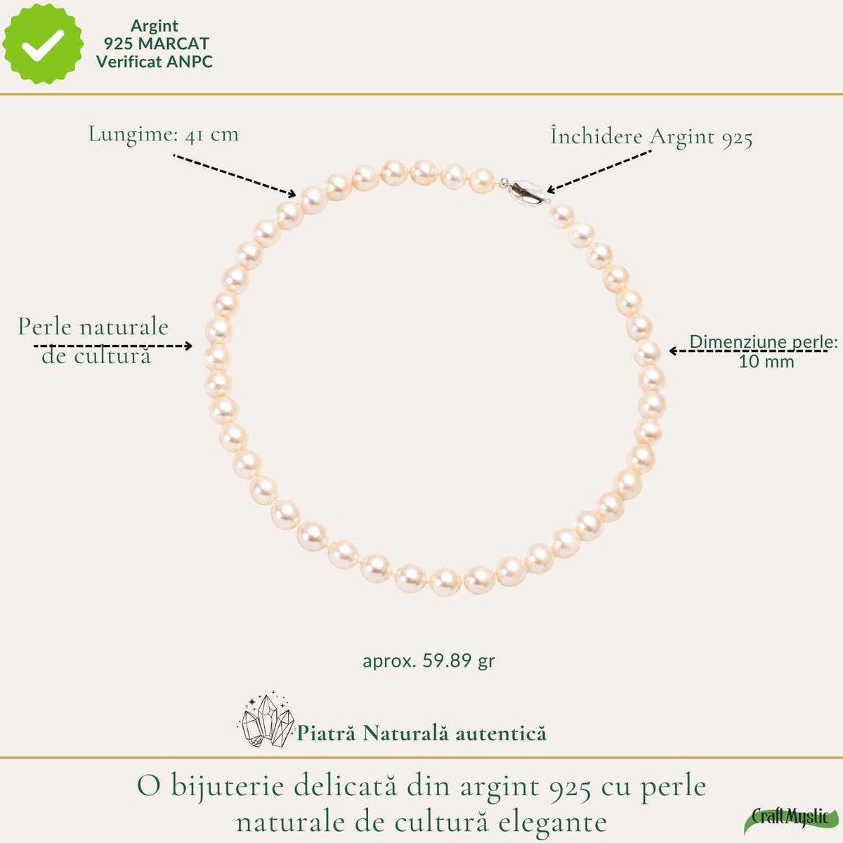 Colier cu Perlă, Argint 925 – CraftMystic