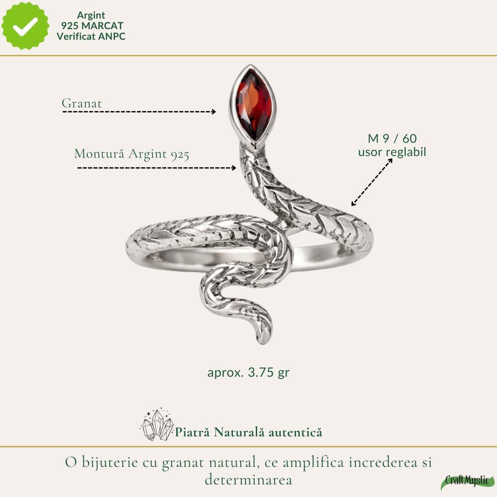 Inel cu Granat, Argint 925 – CraftMystic