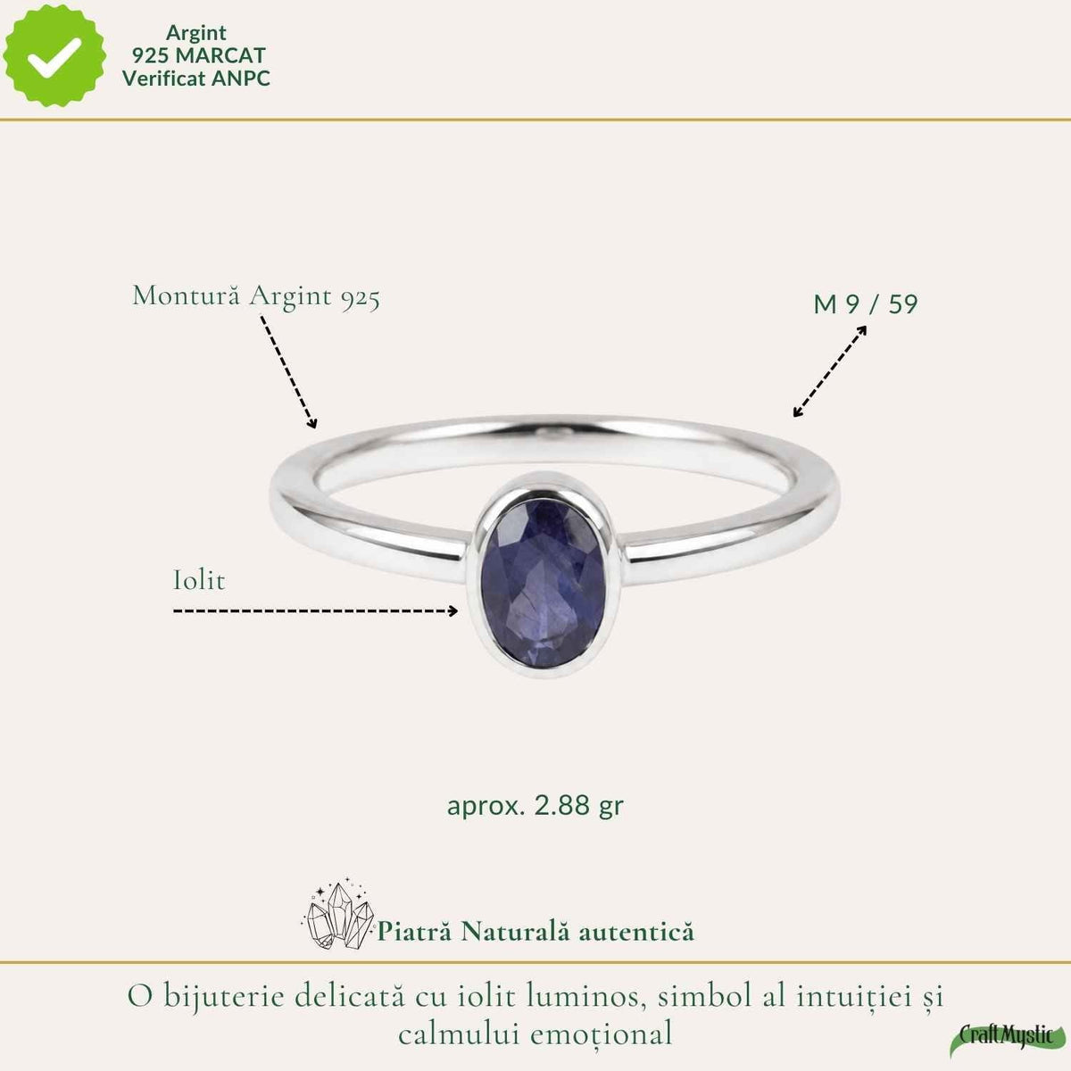 Inel cu Iolit, Argint 925 – CraftMystic