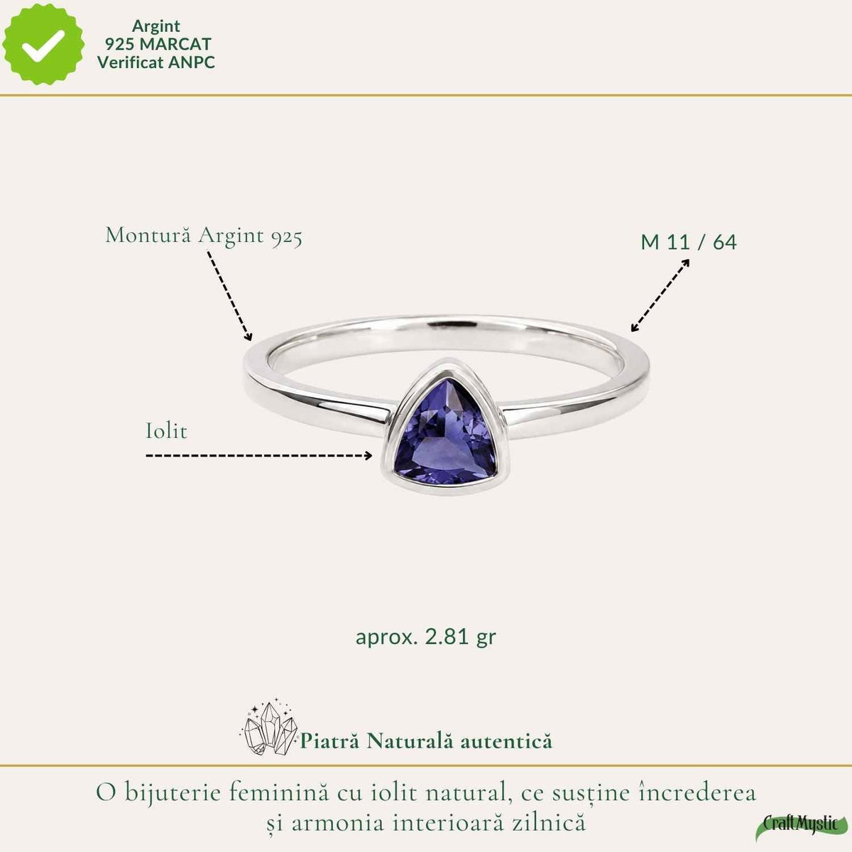 Inel cu Iolit, Argint 925 – CraftMystic