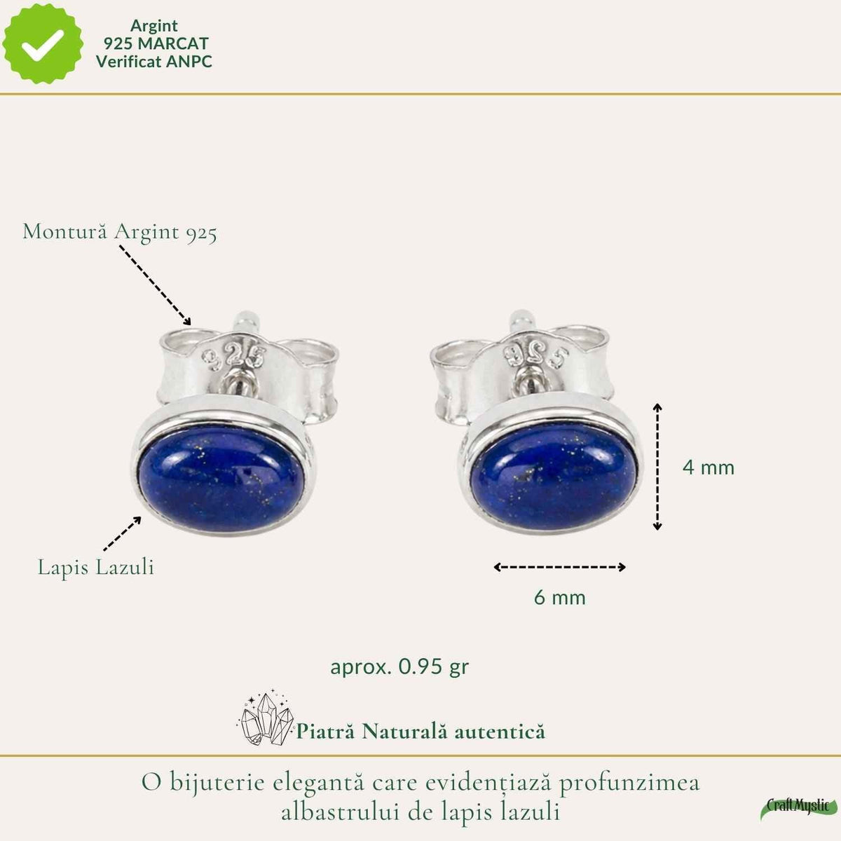 Cercei cu Lapis Lazuli, Argint 925 – CraftMystic