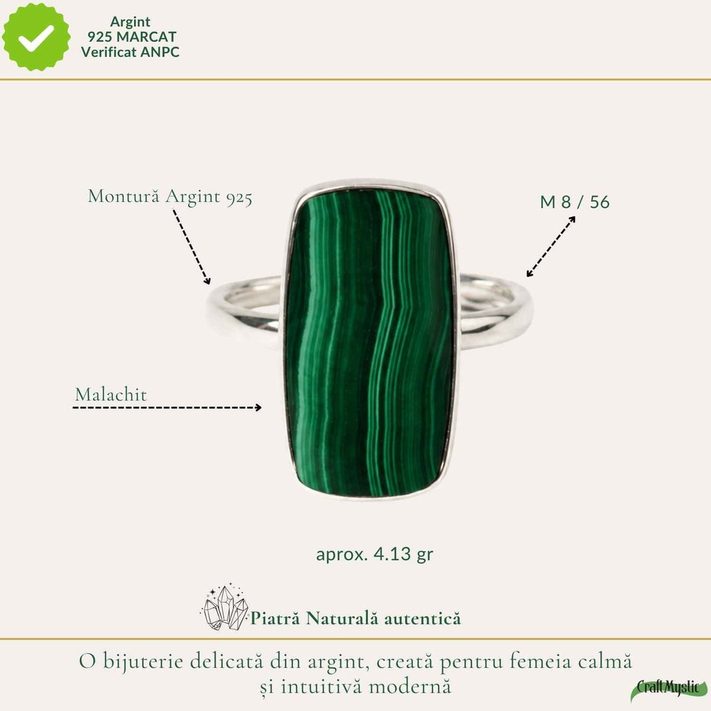 Inel cu Malachit, Argint 925 – CraftMystic