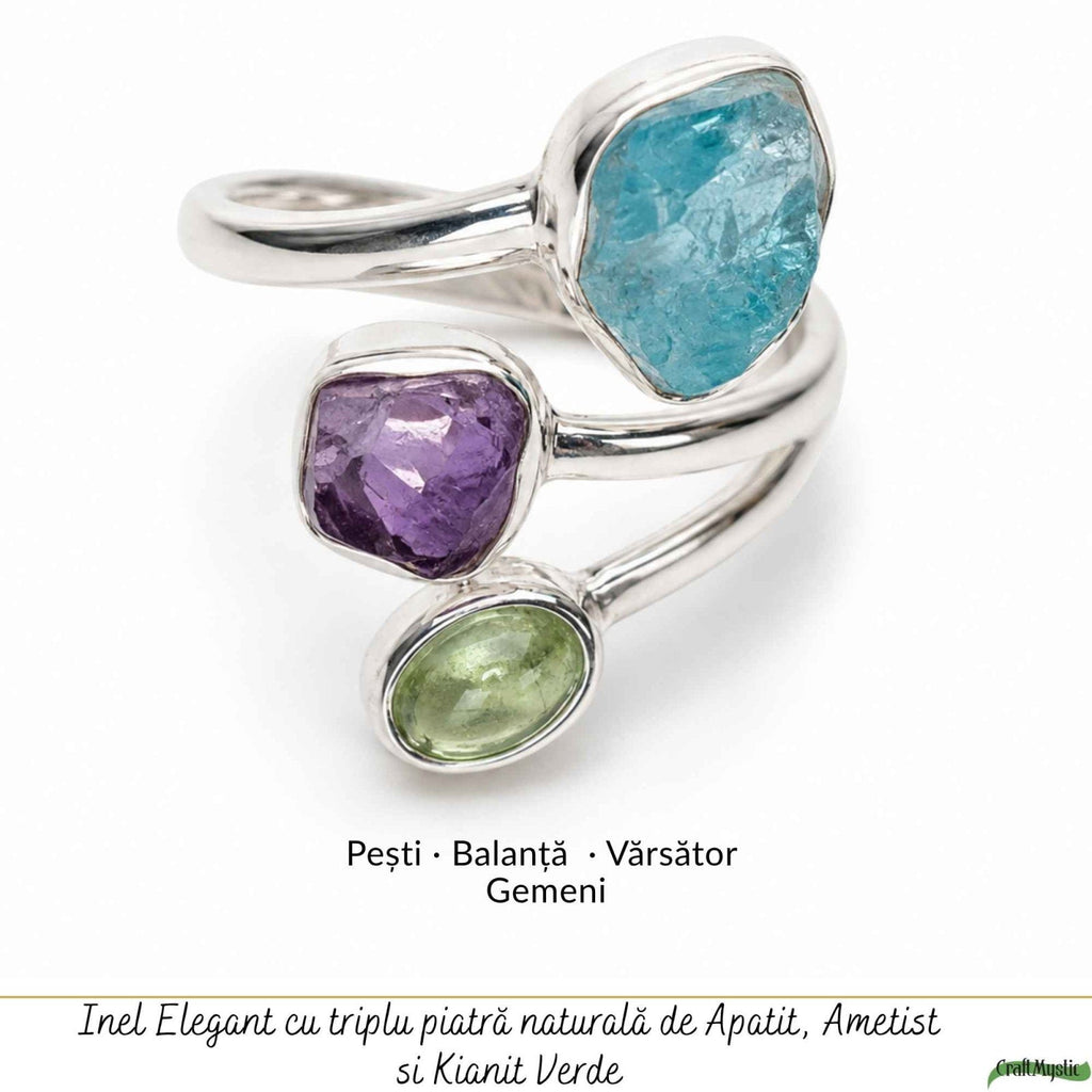 Inel cu Apatit, Ametist și alte cristale, Argint 925 – CraftMystic