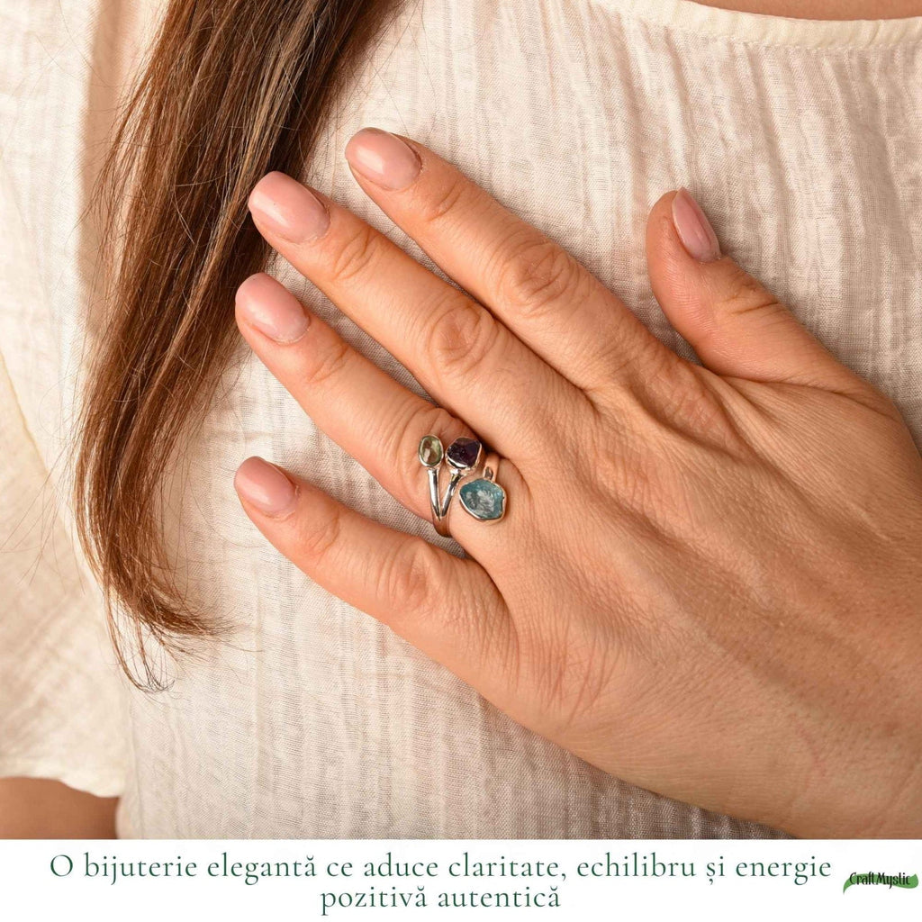 Inel cu Apatit, Ametist și alte cristale, Argint 925 – CraftMystic