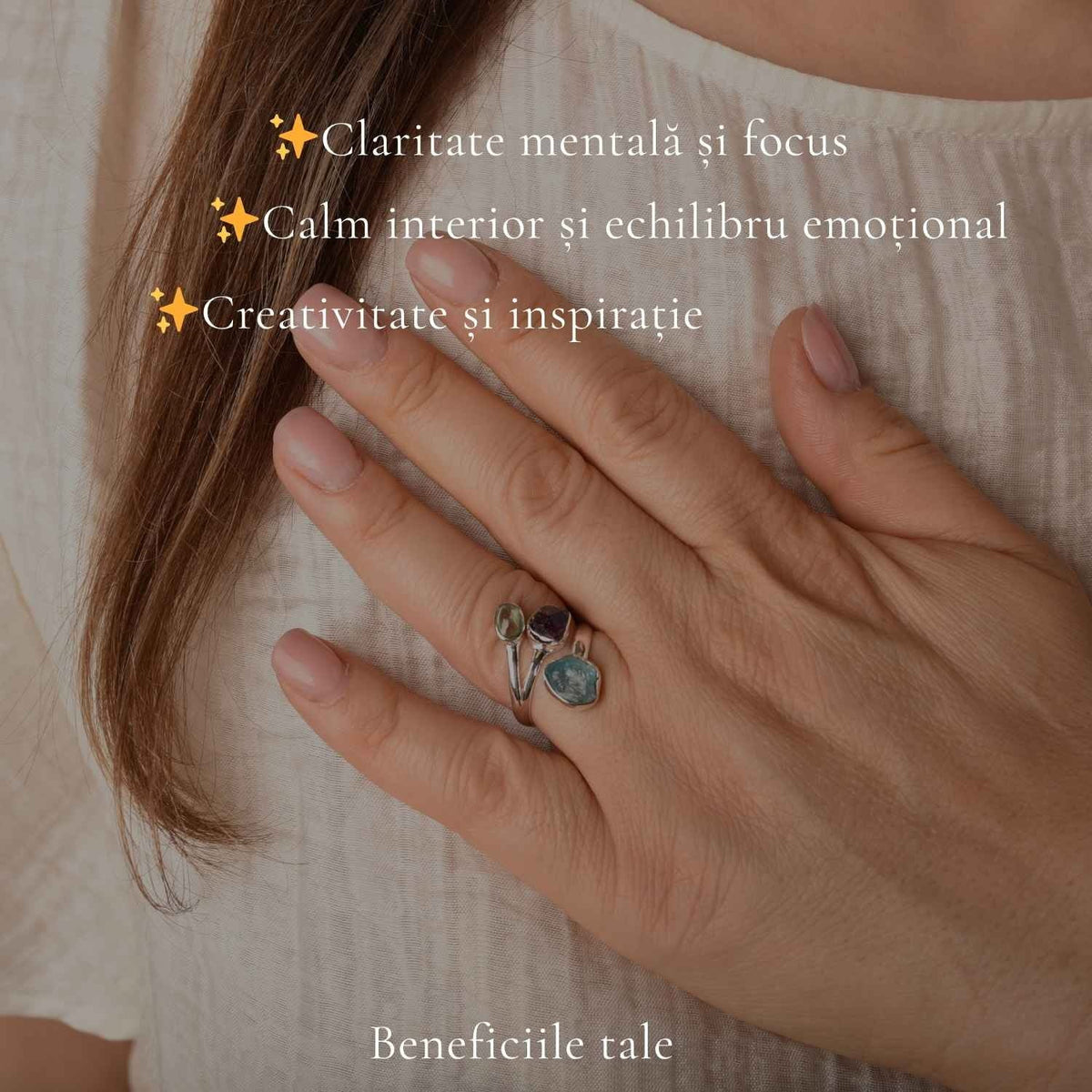 Inel cu Apatit, Ametist și alte cristale, Argint 925 – CraftMystic