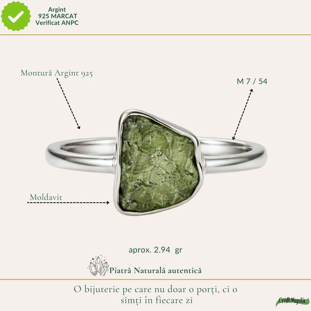 Inel cu Moldavit, Argint 925 – CraftMystic