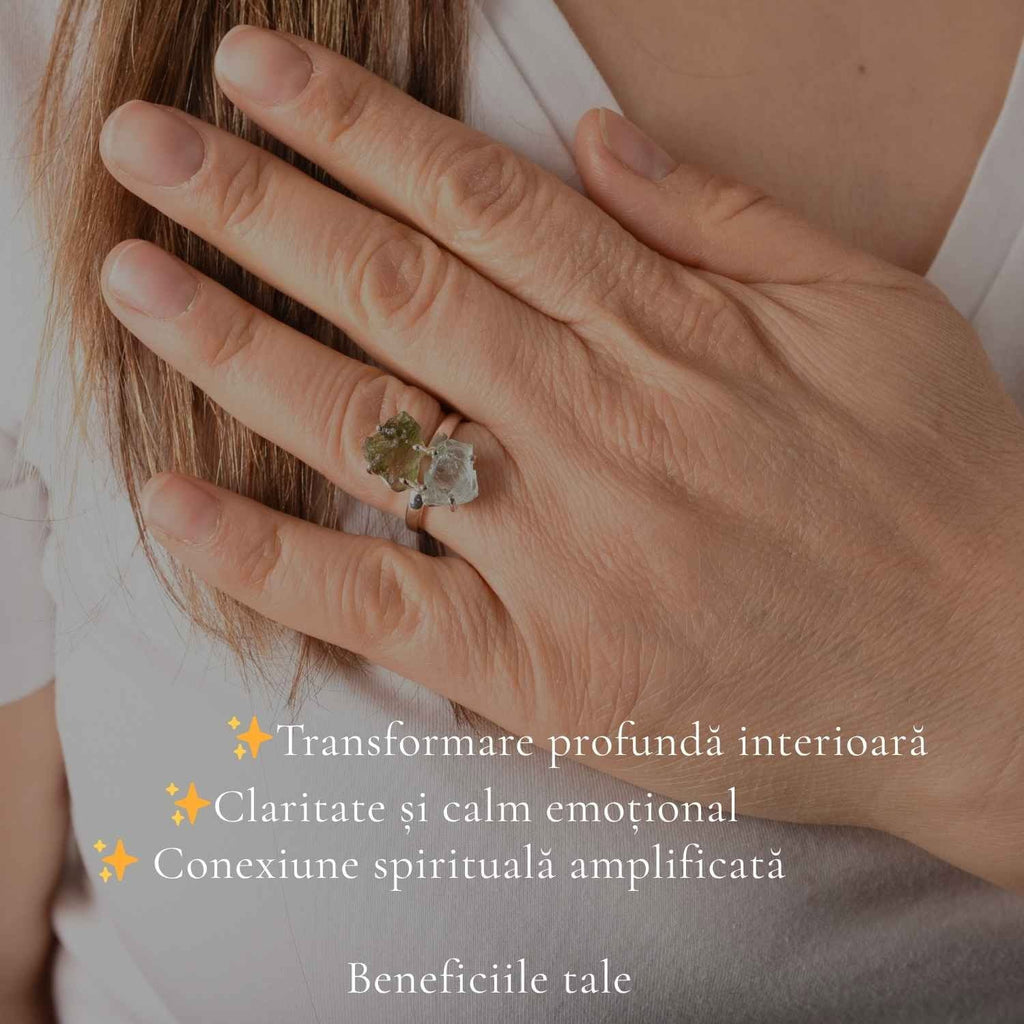 Inel cu Moldavit și Acvamarin – CraftMystic