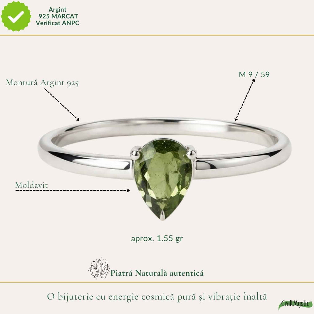 Inel cu Moldavit, Argint 925 – CraftMystic