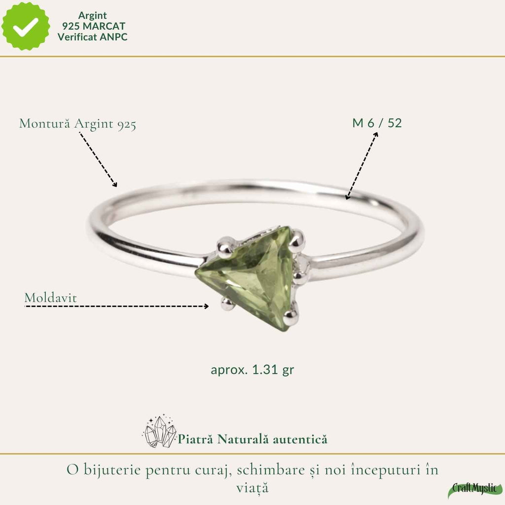 Inel cu Moldavit, Argint 925 – CraftMystic