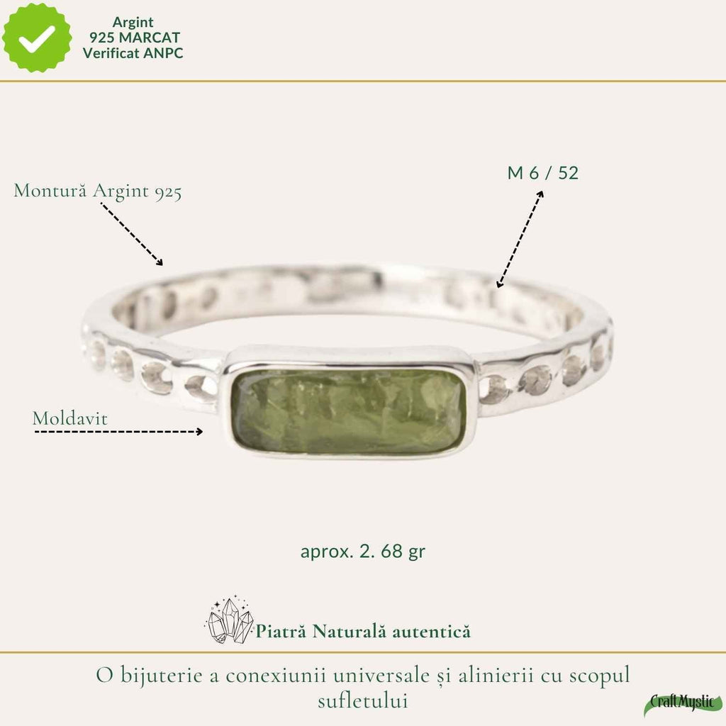 Inel cu Moldavit, Argint 925 – CraftMystic