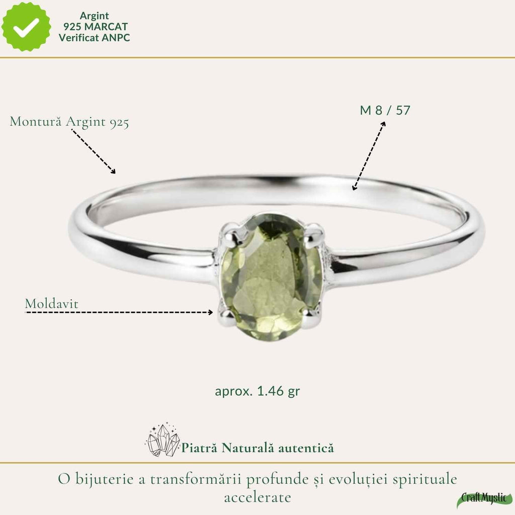 Inel cu Moldavit, Argint 925 – CraftMystic