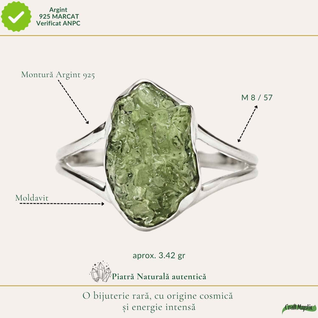 Inel cu Moldavit, Argint 925 – CraftMystic