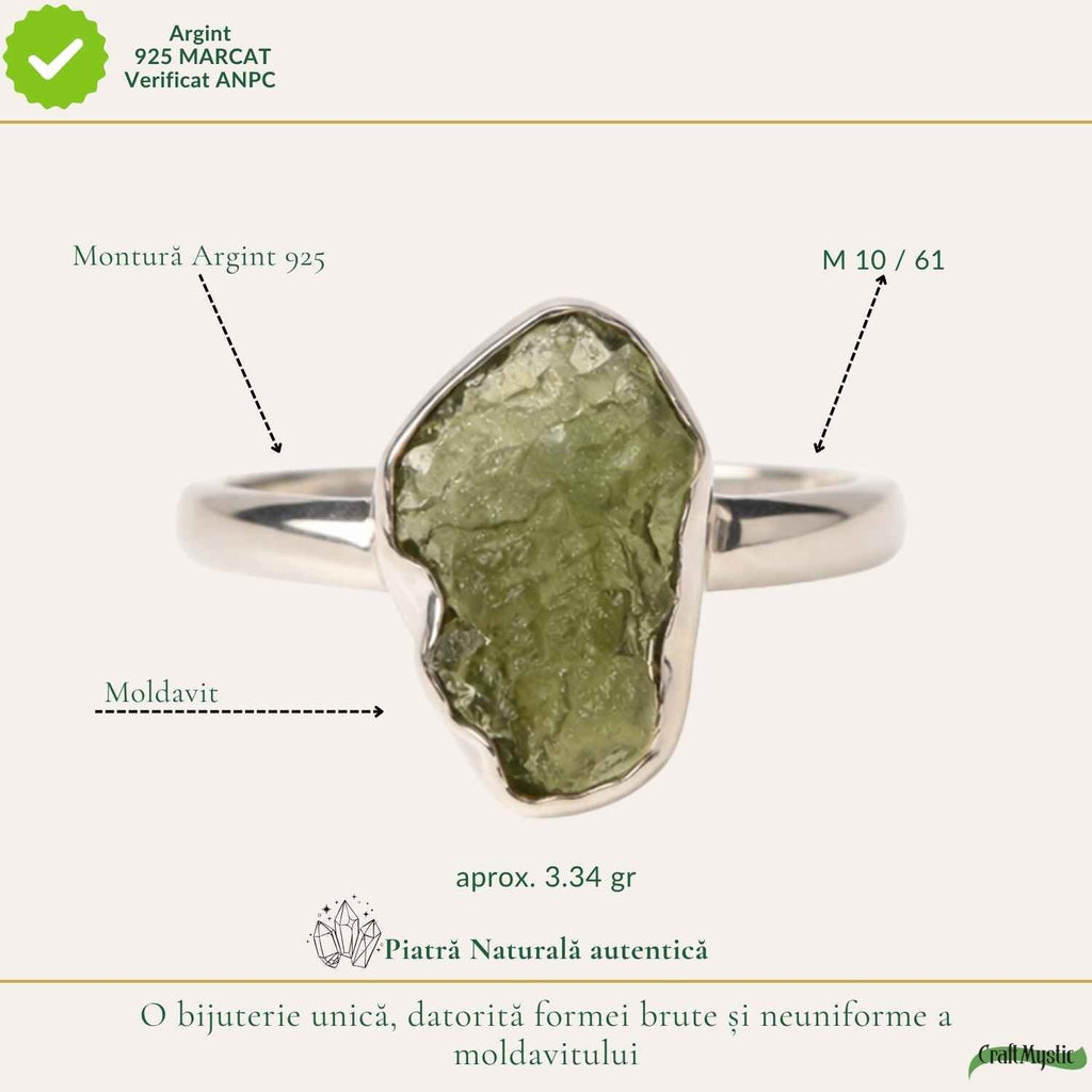 Inel cu Moldavit, Argint 925 – CraftMystic