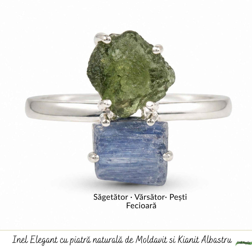 Inel cu Moldavit și Kianit – CraftMystic