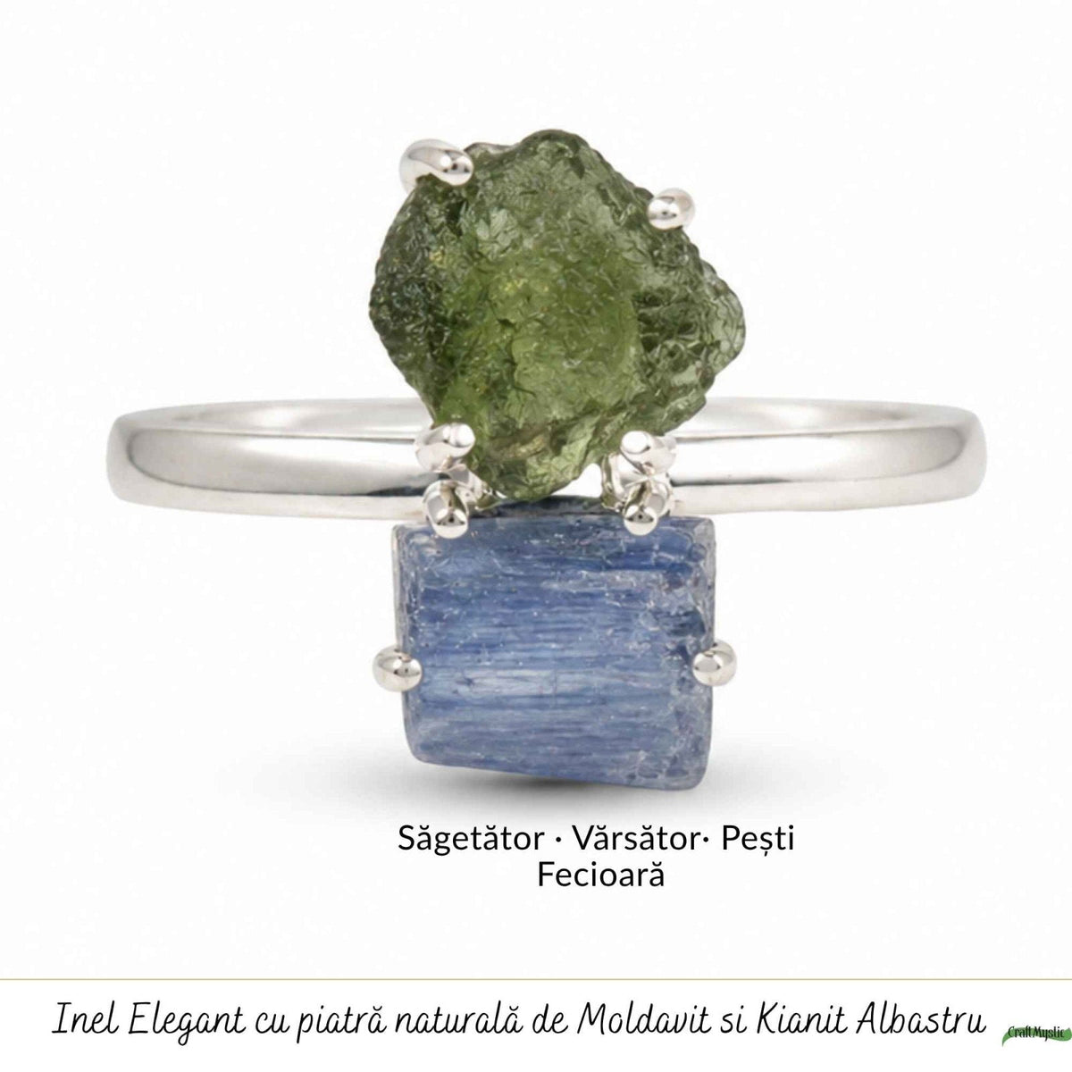 Inel cu Moldavit și Kianit – CraftMystic