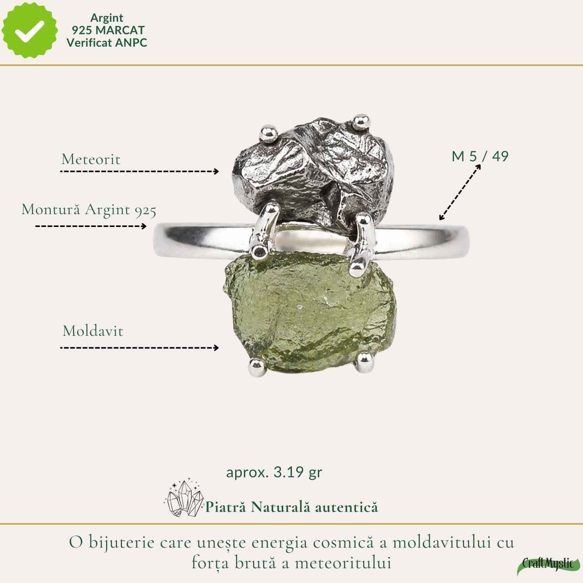 Inel cu Moldavit – CraftMystic