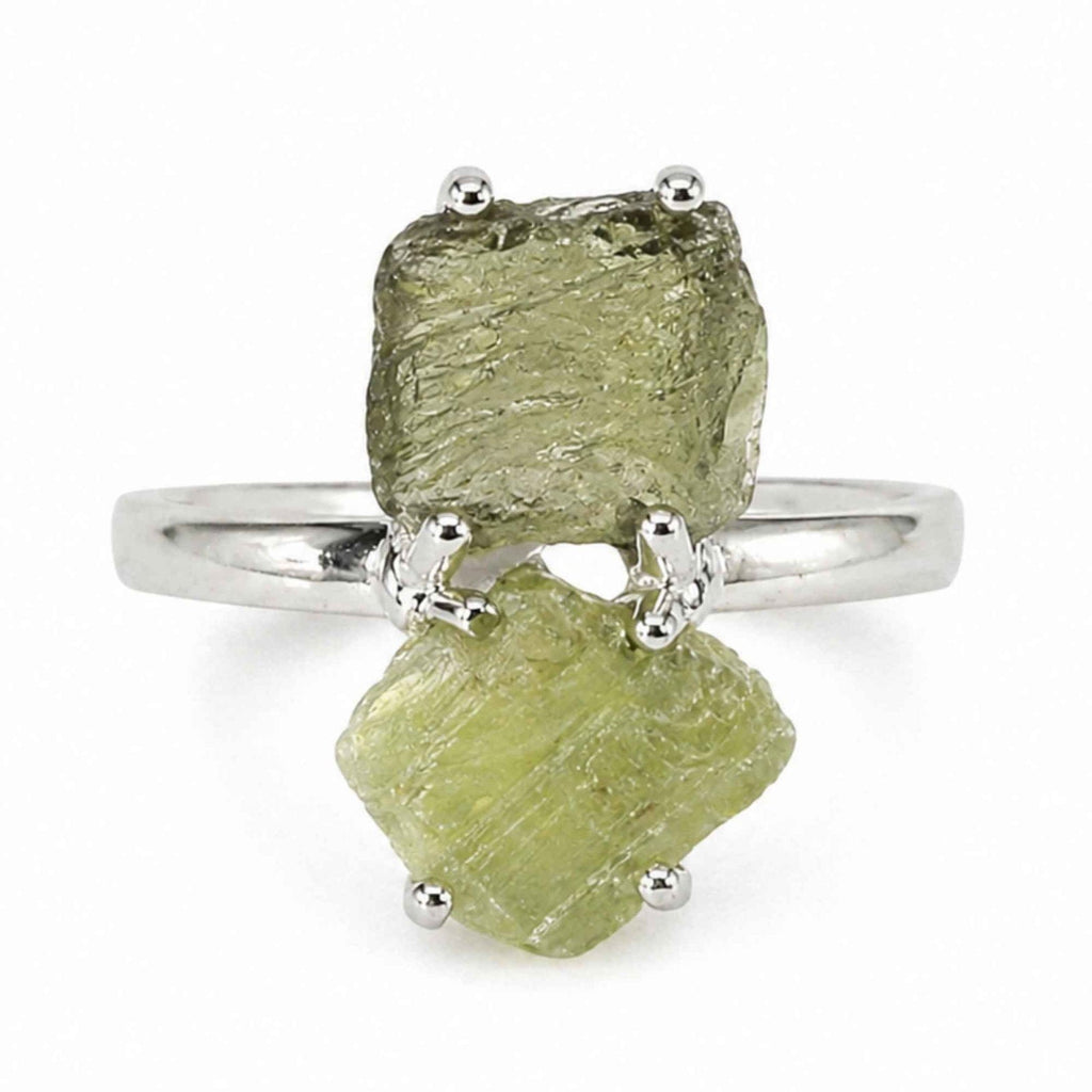 Inel cu Moldavit și Kianit – CraftMystic