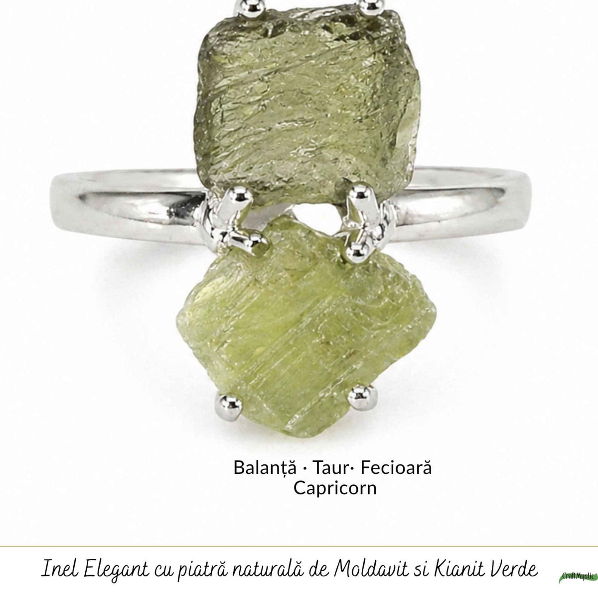 Inel cu Moldavit și Kianit – CraftMystic