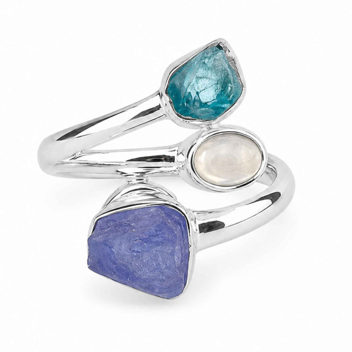 Inel cu Tanzanit, Piatra Lunii și alte cristale, Argint 925 – CraftMystic