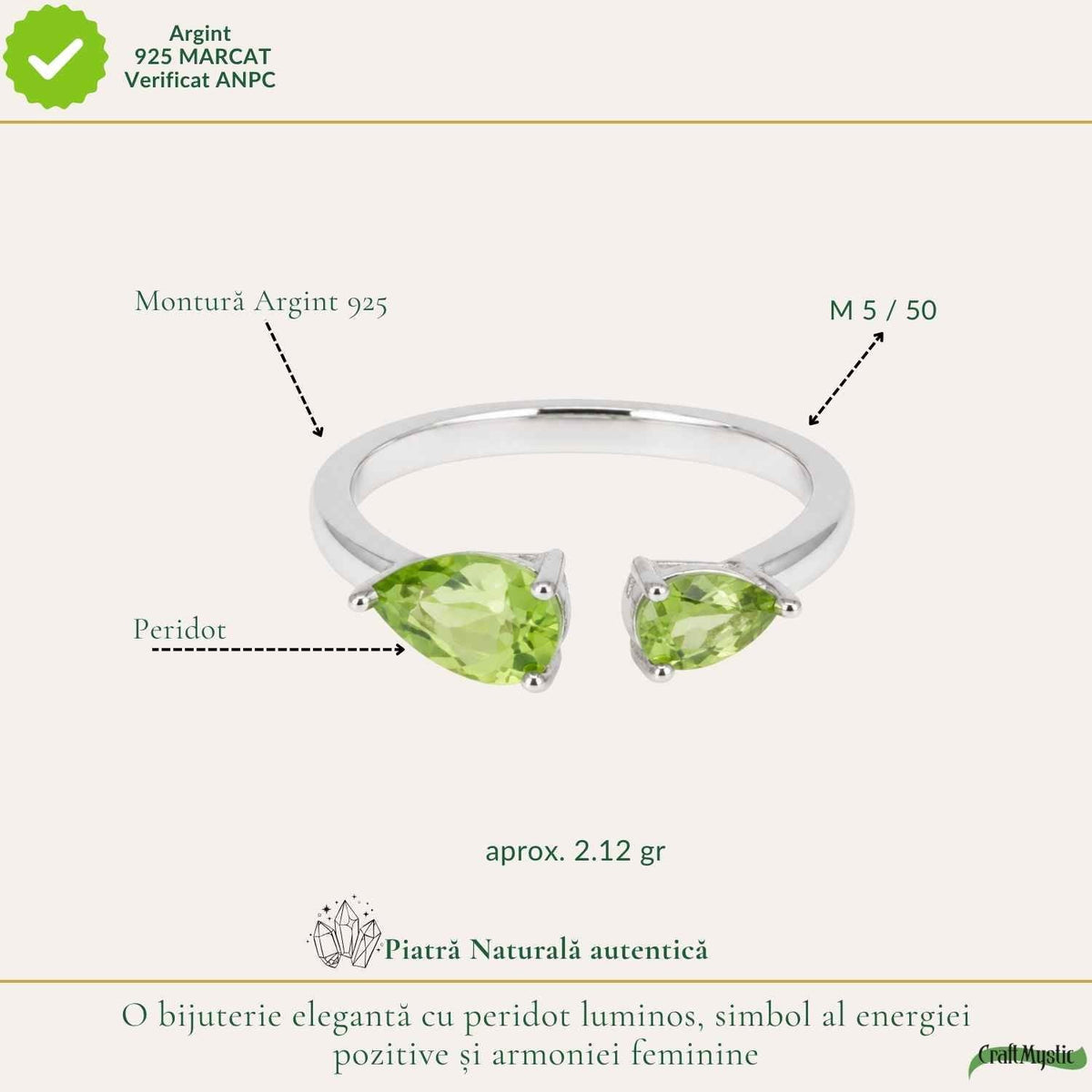 Inel cu Peridot, Argint 925 – CraftMystic