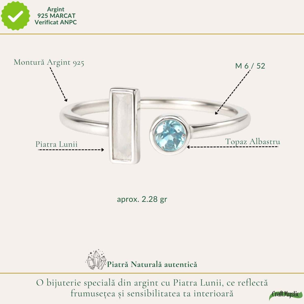 Inel cu Piatra Lunii și Topaz, Argint 925 – CraftMystic
