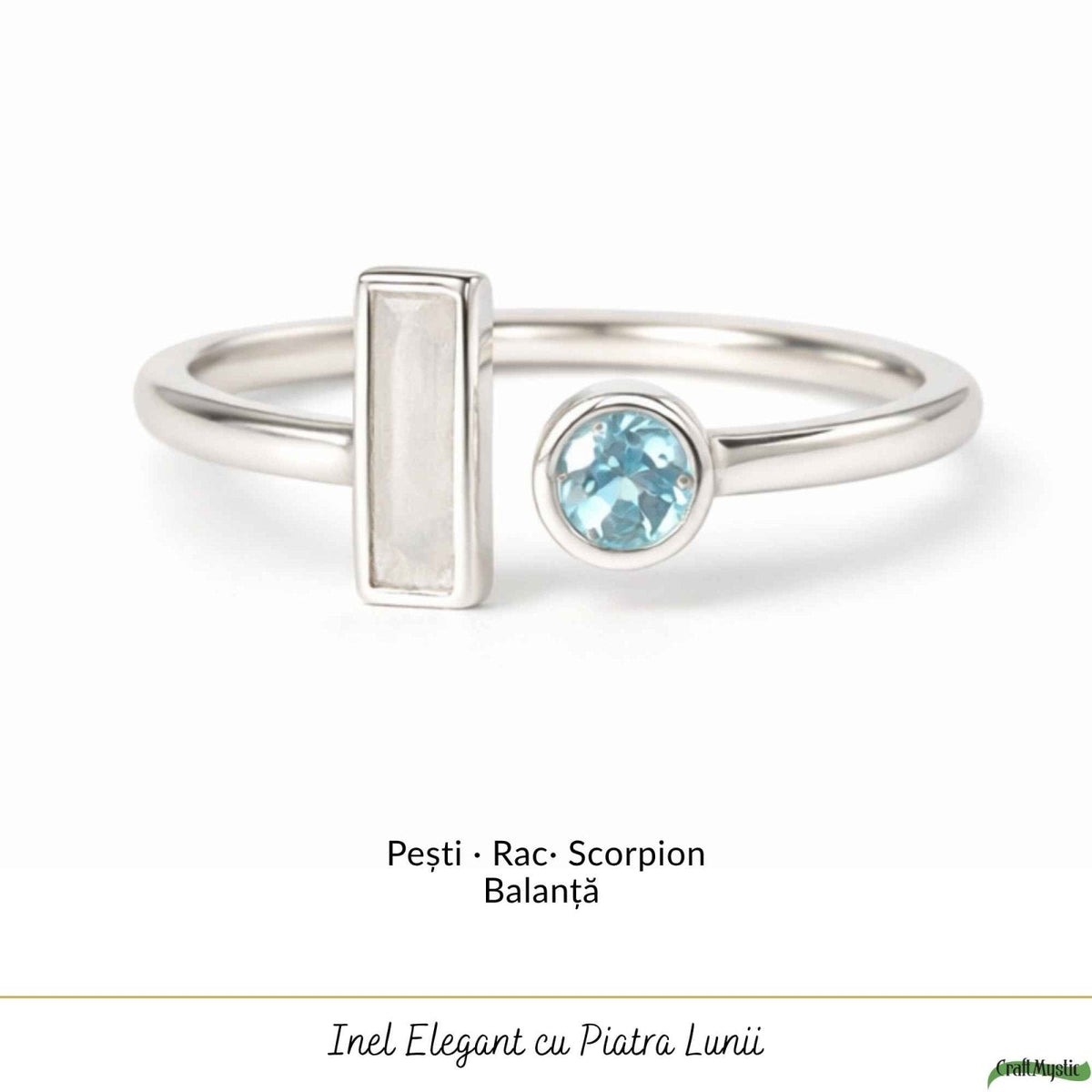 Inel cu Piatra Lunii și Topaz, Argint 925 – CraftMystic
