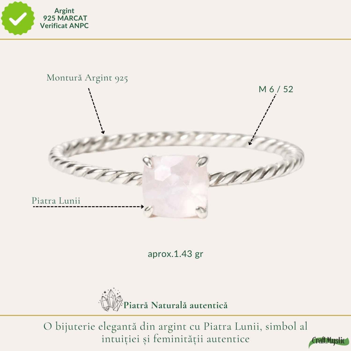 Inel cu Piatra Lunii, Argint 925 – CraftMystic