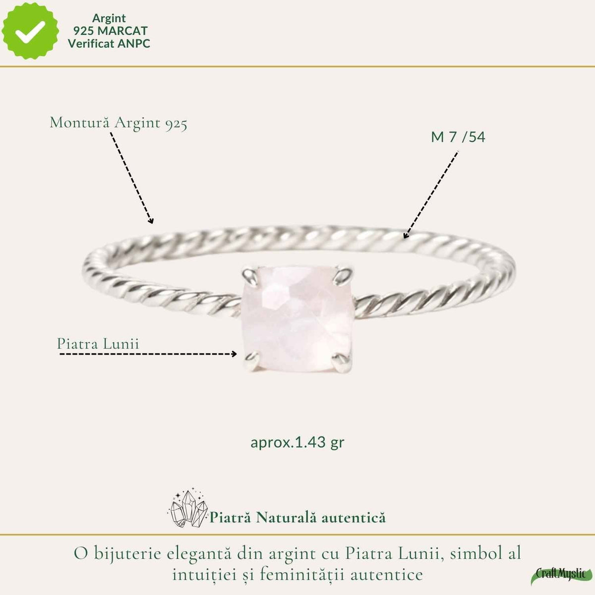 Inel cu Piatra Lunii, Argint 925 – CraftMystic