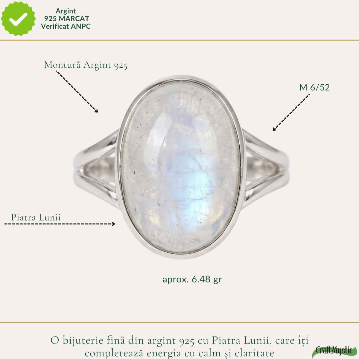 Inel cu Piatra Lunii, Argint 925 – CraftMystic