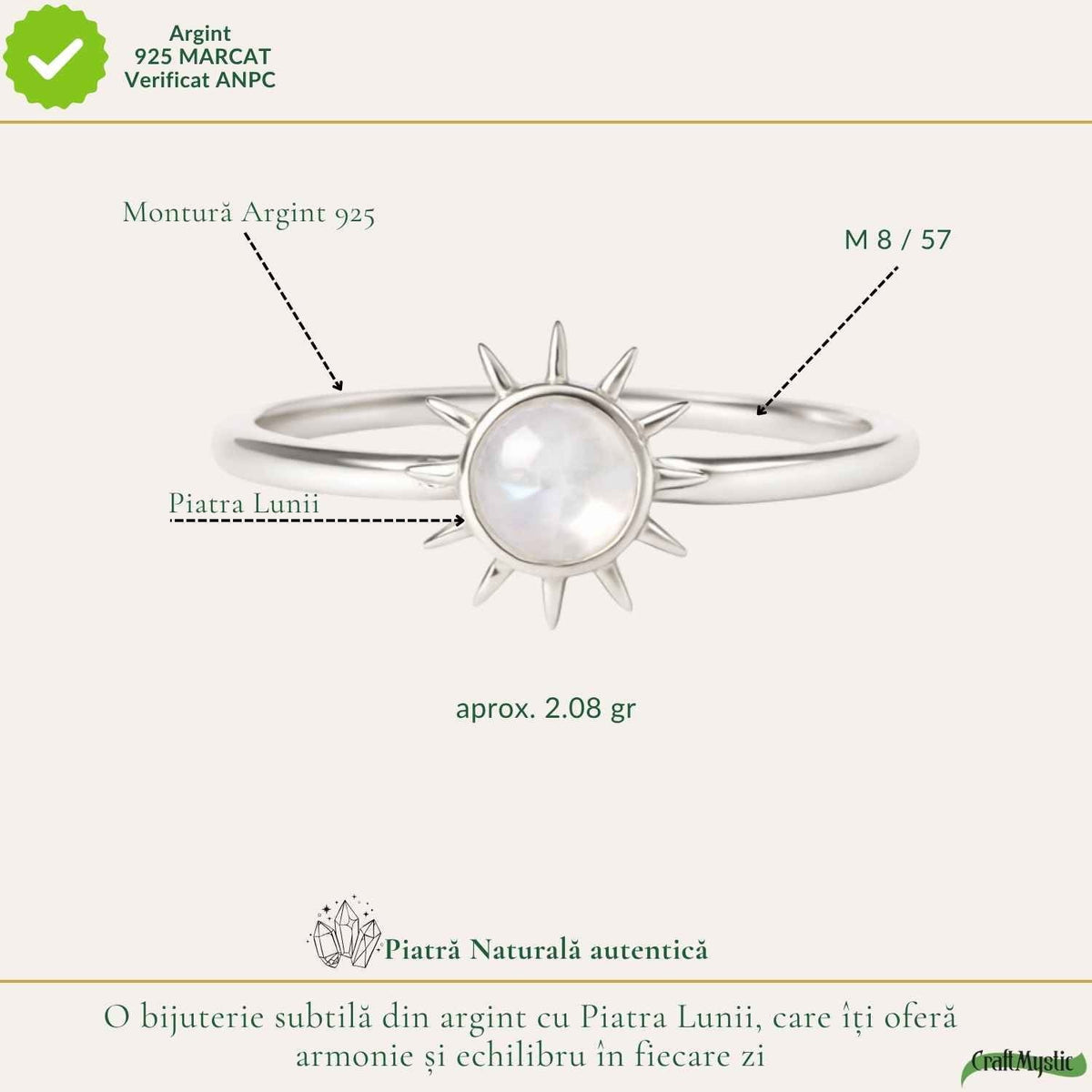 Inel cu Piatra Lunii, Argint 925 – CraftMystic