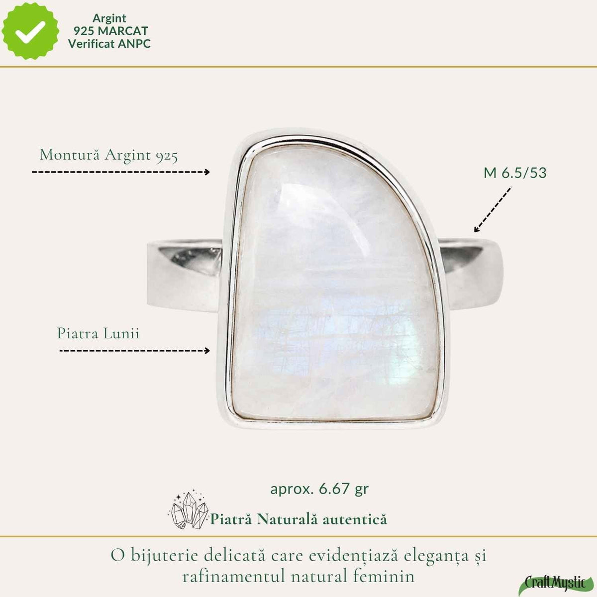 Inel cu Piatra Lunii, Argint 925 – CraftMystic