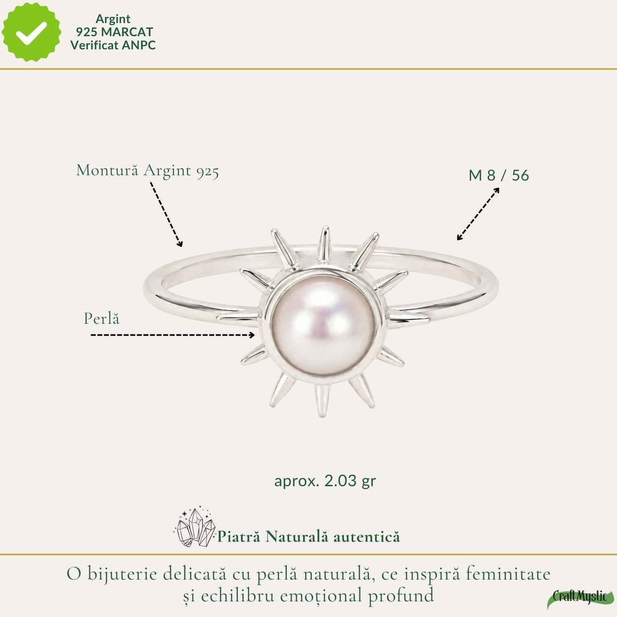 Inel cu Perlă, Argint 925 – CraftMystic