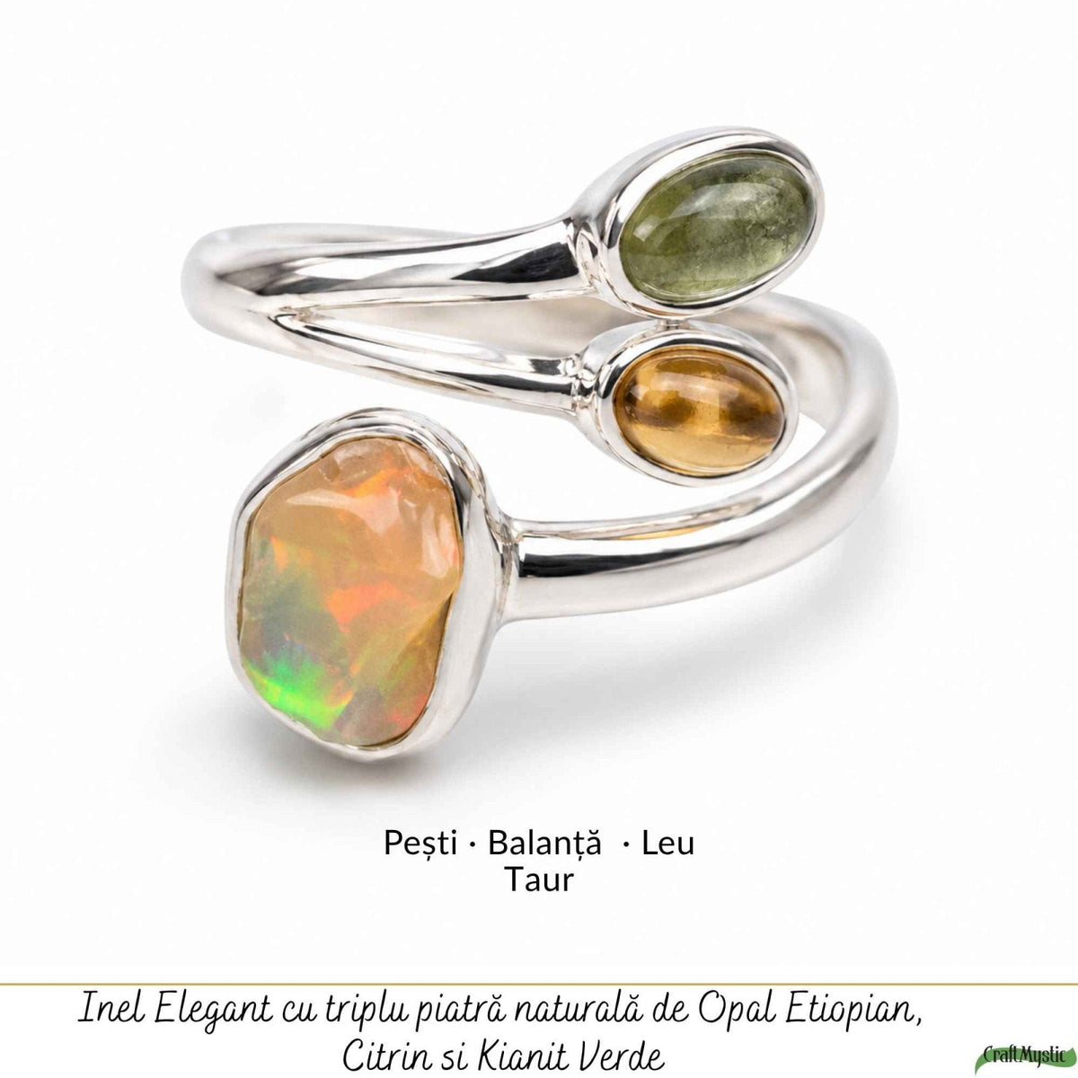 Inel cu Opal, Citrin și alte cristale, Argint 925 – CraftMystic