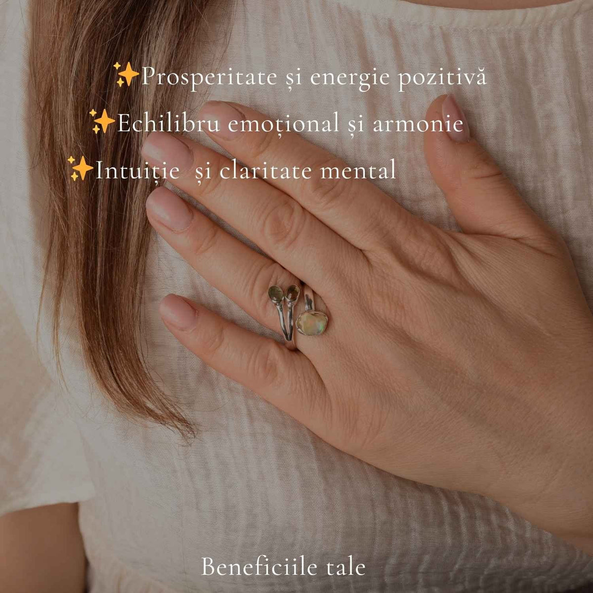 Inel cu Opal, Citrin și alte cristale, Argint 925 – CraftMystic