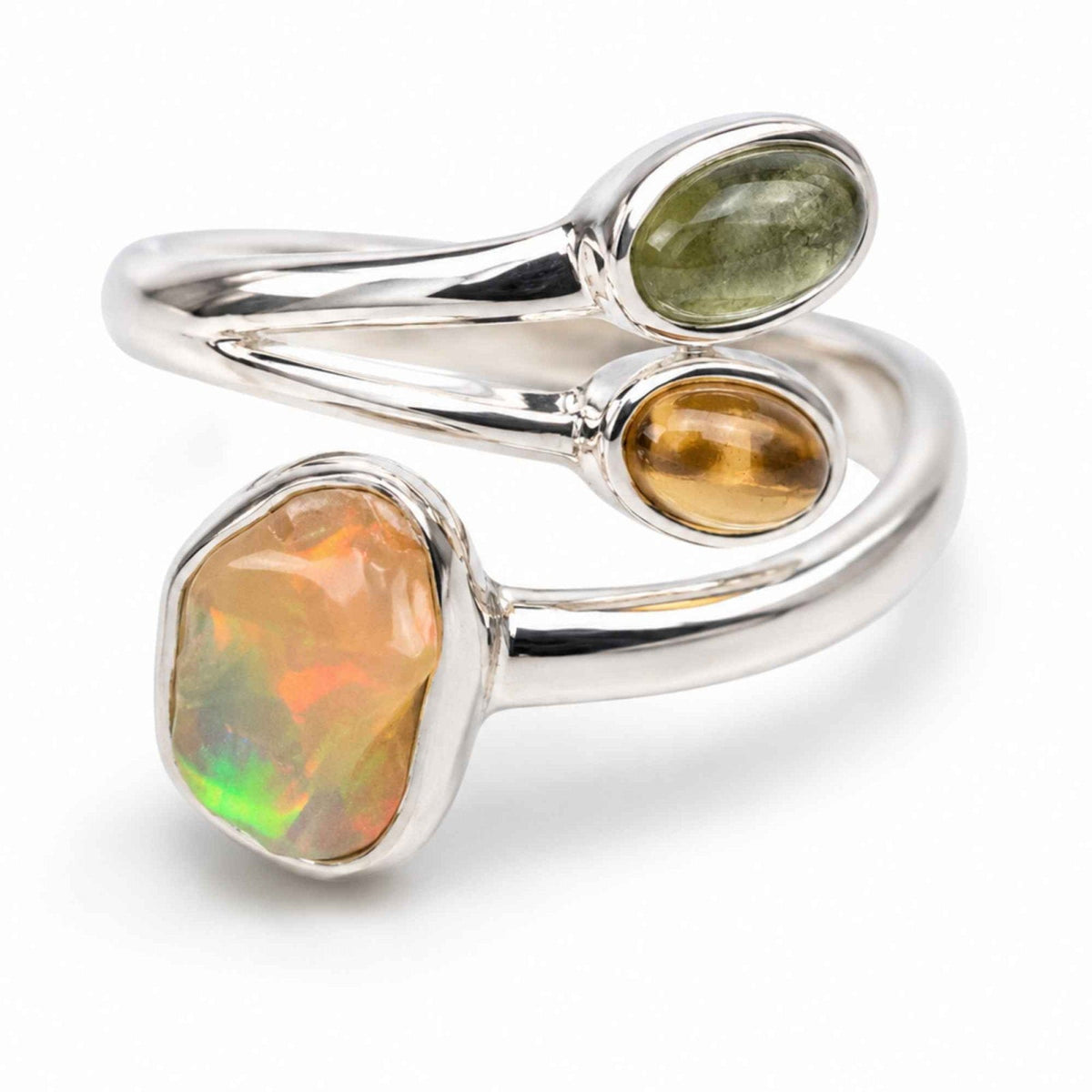 Inel cu Opal, Citrin și alte cristale, Argint 925 – CraftMystic