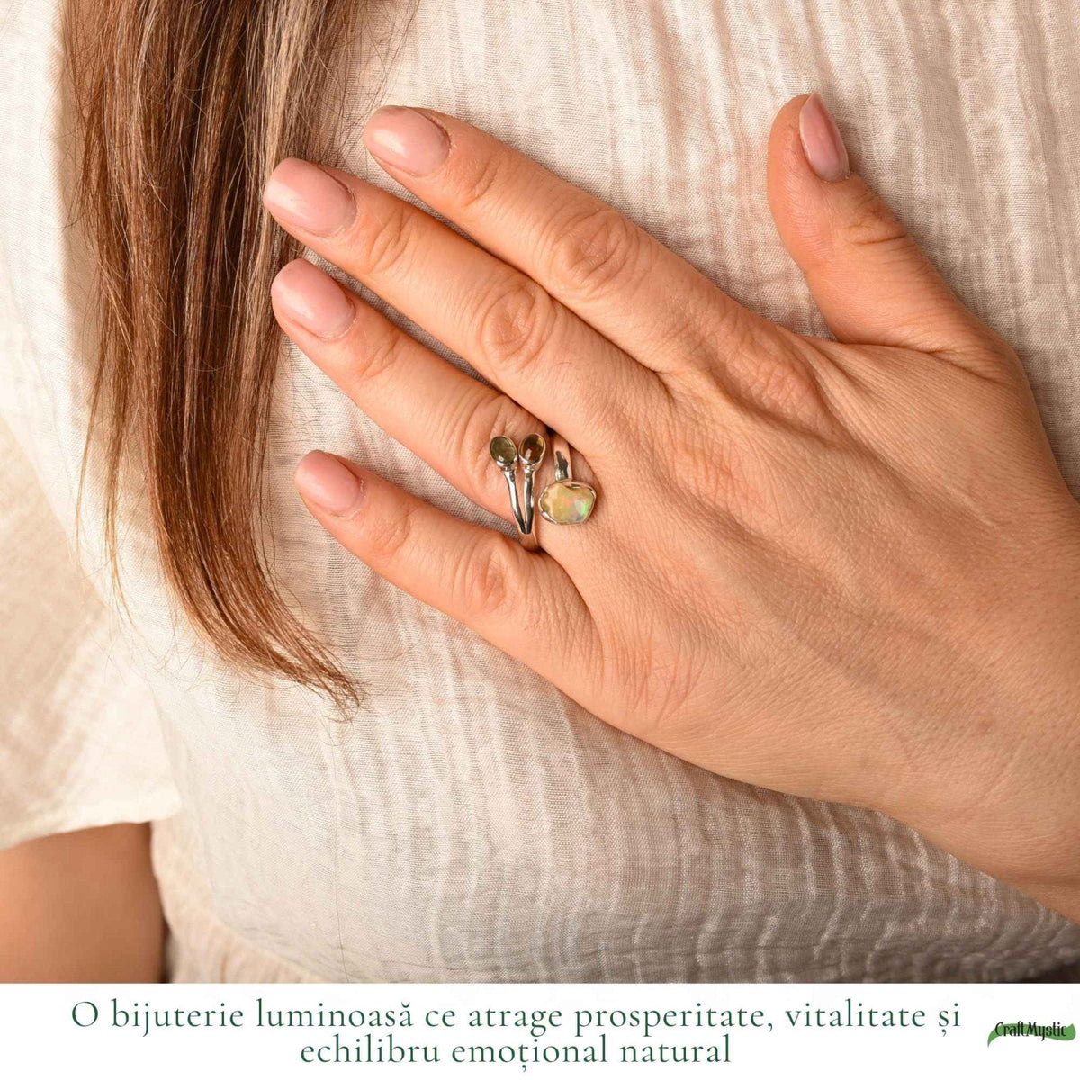 Inel cu Opal, Citrin și alte cristale, Argint 925 – CraftMystic