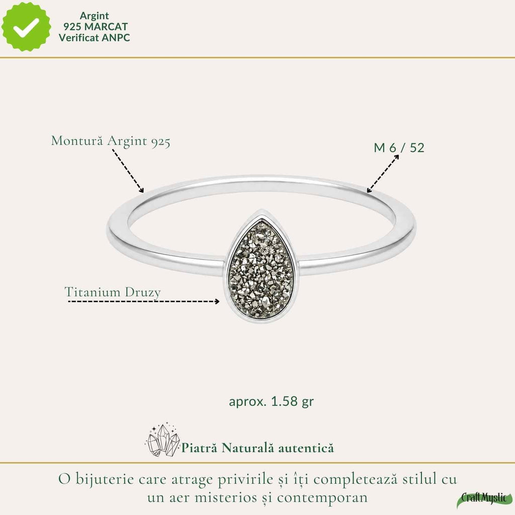 Inel cu Titanium Druzy și Cuarț, Argint 925 – CraftMystic