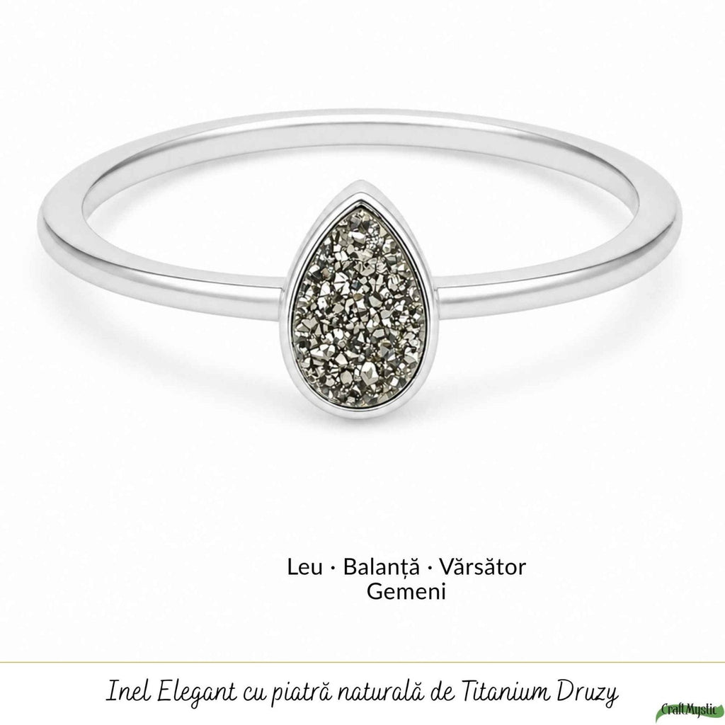 Inel cu Titanium Druzy și Cuarț, Argint 925 – CraftMystic