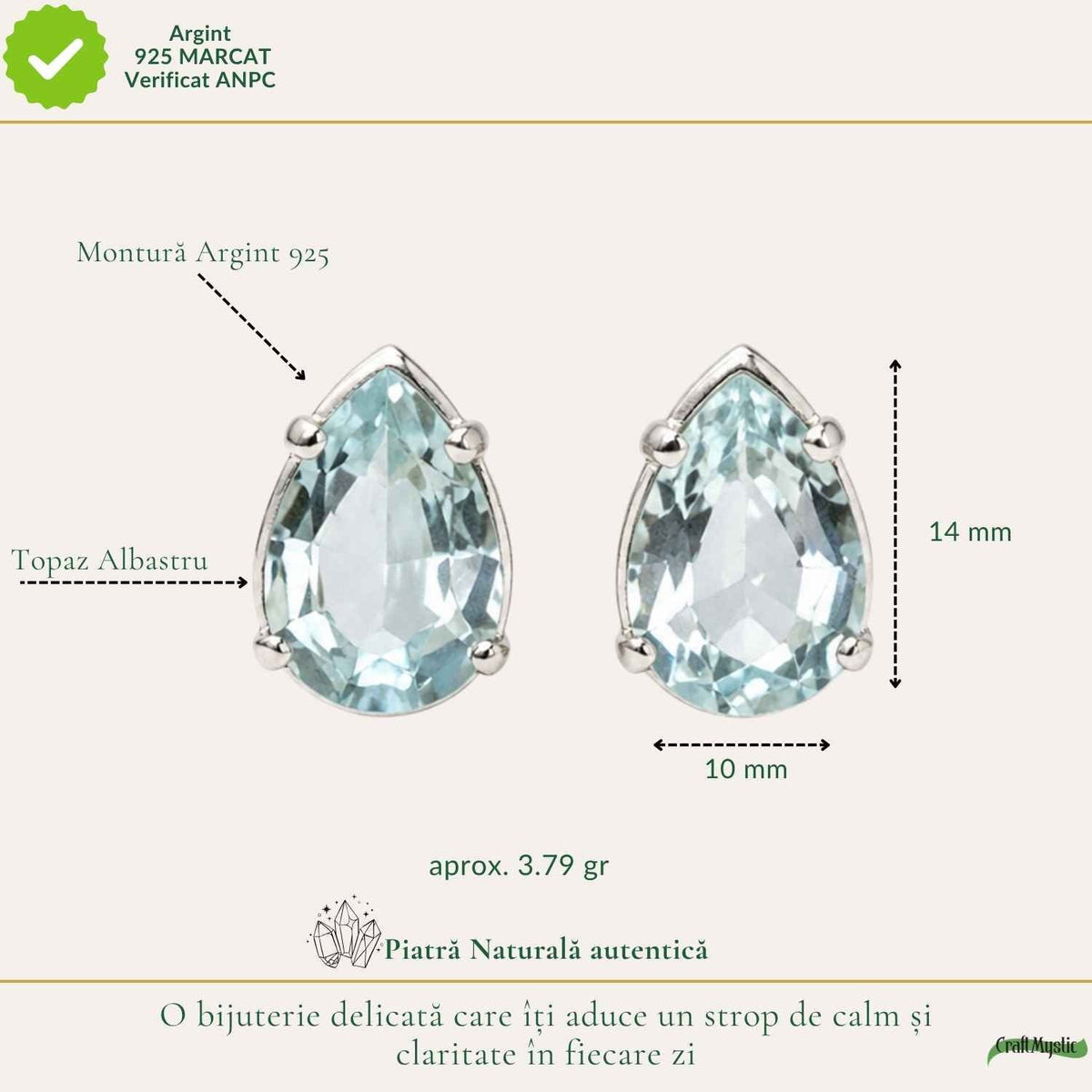 Cercei cu Topaz, Argint 925 – CraftMystic